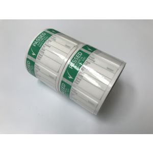 Laminated pass test labels small - 42.5 x 32.5mm roll of 250