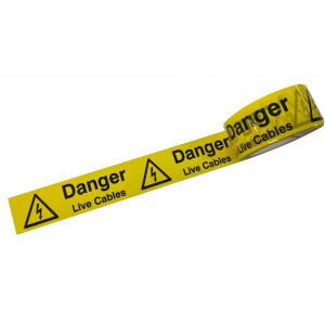 Laminated Tape - Danger Live Cables - 48mm x 33mtr Roll