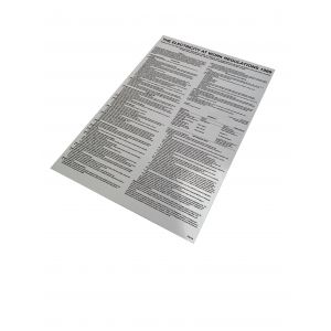 Laminated Poster - Electricity at Work Regulations - A2