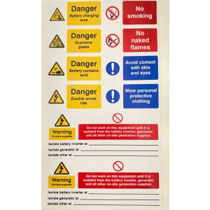 Battery solar labels various size SA pk=15