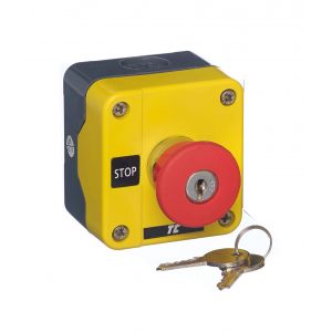 Plastic Push Button Stations - One Position Emergency Stops - Key release 40mm red 1N/C