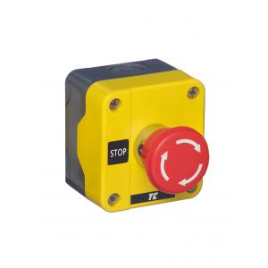 Plastic Push Button Stations - One Position Emergency Stops - Twist release 40mm red 1N/C