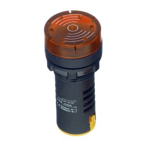 22mm LED Pilot Lamps with Sounder - Amber 24V AC/DC LED buzzer
