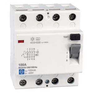  RCD - 4 pole 100A 100mA, 10kA 