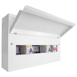 18 Way Metal Consumer Unit with 100A Mains Switch + 2 x 80A 30mA RCD (6+6 Free Ways)
