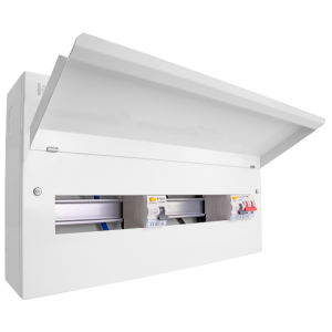 22 Way Metal Consumer Unit with 100A Mains Switch + 2 x 80A 30mA RCD (8+8 Free Ways)
