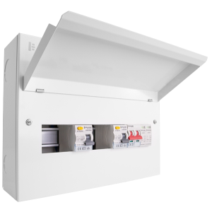 14 Way Metal Consumer Unit with 100A Mains Switch + 2 x 80A 30mA RCD + 2 Pole SPD (3+3 Free Ways)
