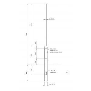 3m galvanised root mounted column 800mm root, 3.8m overall height