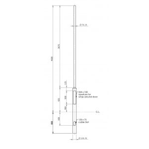 4m galvanised root mounted column 800mm root, 4.8m overall height
