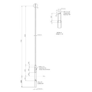 8m galvanised root mounted column 1200mm root, 8.9m overall height