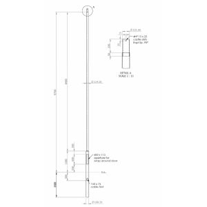 10m galvanised root mounted column 1500mm root, 11.2m overall height