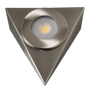 Mains Voltage Triangular Cabinet Light - 2.5W LED 240V - brushed chrome, 4000K
