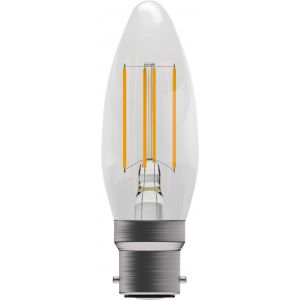 4W LED Filament Candle - Non-Dimmable - BC/B22 2700K, 15,000 hrs, 470 lumens - Clear Candle