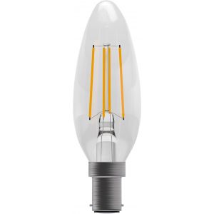 4W LED Filament Candle - Non-Dimmable - SBC/B15 2700K, 15,000 hrs, 470 lumens - Clear Candle