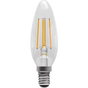 4W LED Filament Candle - Non-Dimmable - SES/E14 2700K, 15,000 hrs, 470 lumens - Clear Candle