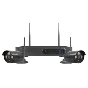 4 Channel Wireless 1080p HD Bullet CCTV kit with 2 cameras - black