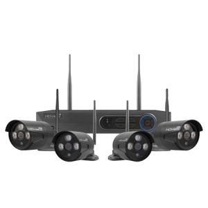 4 Channel Wireless 1080p HD Bullet CCTV kit with 4 cameras - black