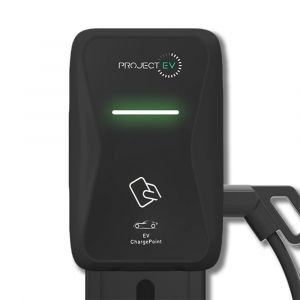 EV charger 7.3KW wall mtg tethered pro earth RFID 32A blk