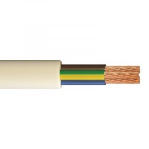 3093Y Heat Resistant PVC Flex - Round - 0.75mm Conductor - 100m Drum - White