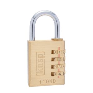 Combination padlock 4 digit brass 40mm