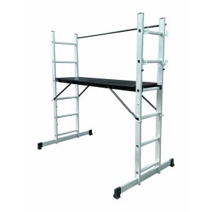 Scaffold ladder with safety bar