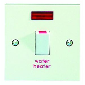 20AX DP Plate switch - DP with flex outlet &amp; neon (marked water heater)