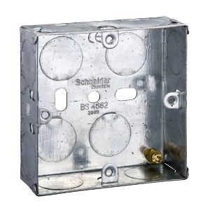 Metal Switch &amp; Socket Box- 1 Gang Round KO Adj. 25mm
