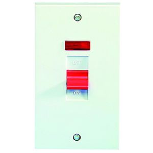 45 Amp DP Switches &amp; Cookers - 2 gang switch &amp; neon (vertical)