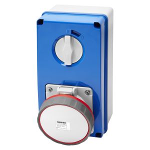 Switched socket vertical interlocked 63A 3P+N+E IP67