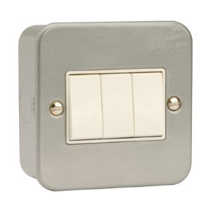 10AX Plate Switches - 3 gang 2 way
