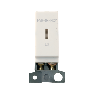 Modular Switch Plates - 13A resistive DP keyswitch &quot;Emergency Test&quot; - polar white