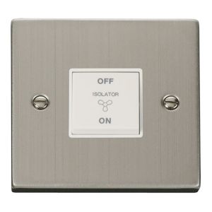 10A 1 gang 3 pole fan isolation switch - white inserts