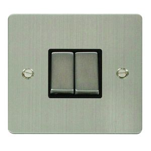 2 gang 2 way 10AX switch - black inserts