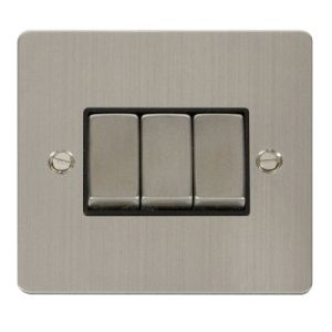 3 gang 2 way 10AX switch - black inserts