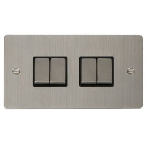 4 gang 2 way 10AX switch - black inserts
