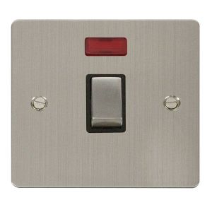 20A 1 gang DP switch + neon - black inserts