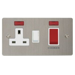 45A DP switch + 13A DP switched socket + neons - white inserts