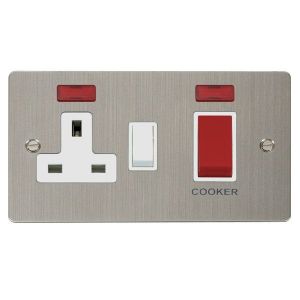 45A DP switch + 13A DP switched socket + neons - white inserts