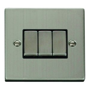 3 gang 2 way 10AX ingot switch - black inserts