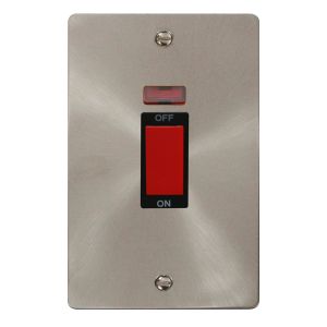 2 gang 45A DP switch + neon - black inserts