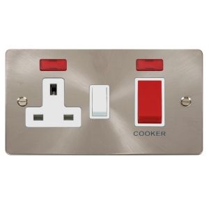 2 gang 45A DP switch + 13A DP switched socket + neons - white inserts