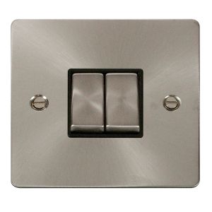 2 gang 2 way 10AX switch - black inserts
