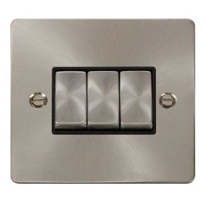 3 gang 2 way 10AX switch - black inserts