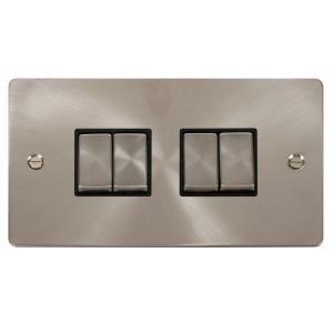 4 gang 2 way 10AX switch - black inserts