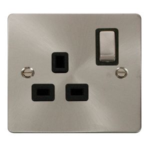 1 gang 13A DP switched socket outlet - black inserts