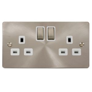 2 gang 13A DP switched socket outlet - white inserts