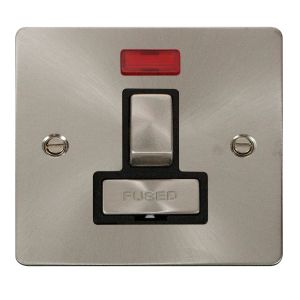 13A fused switched connection unit with neon - black inserts