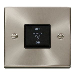 10A 1 gang 3 pole fan isolation switch - black inserts