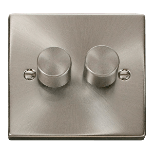 Dimmer 2 gang 2 way 2x100W TE stainless steel