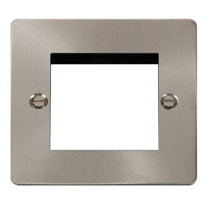 1 gang 2 module euro plate brushed stainless
